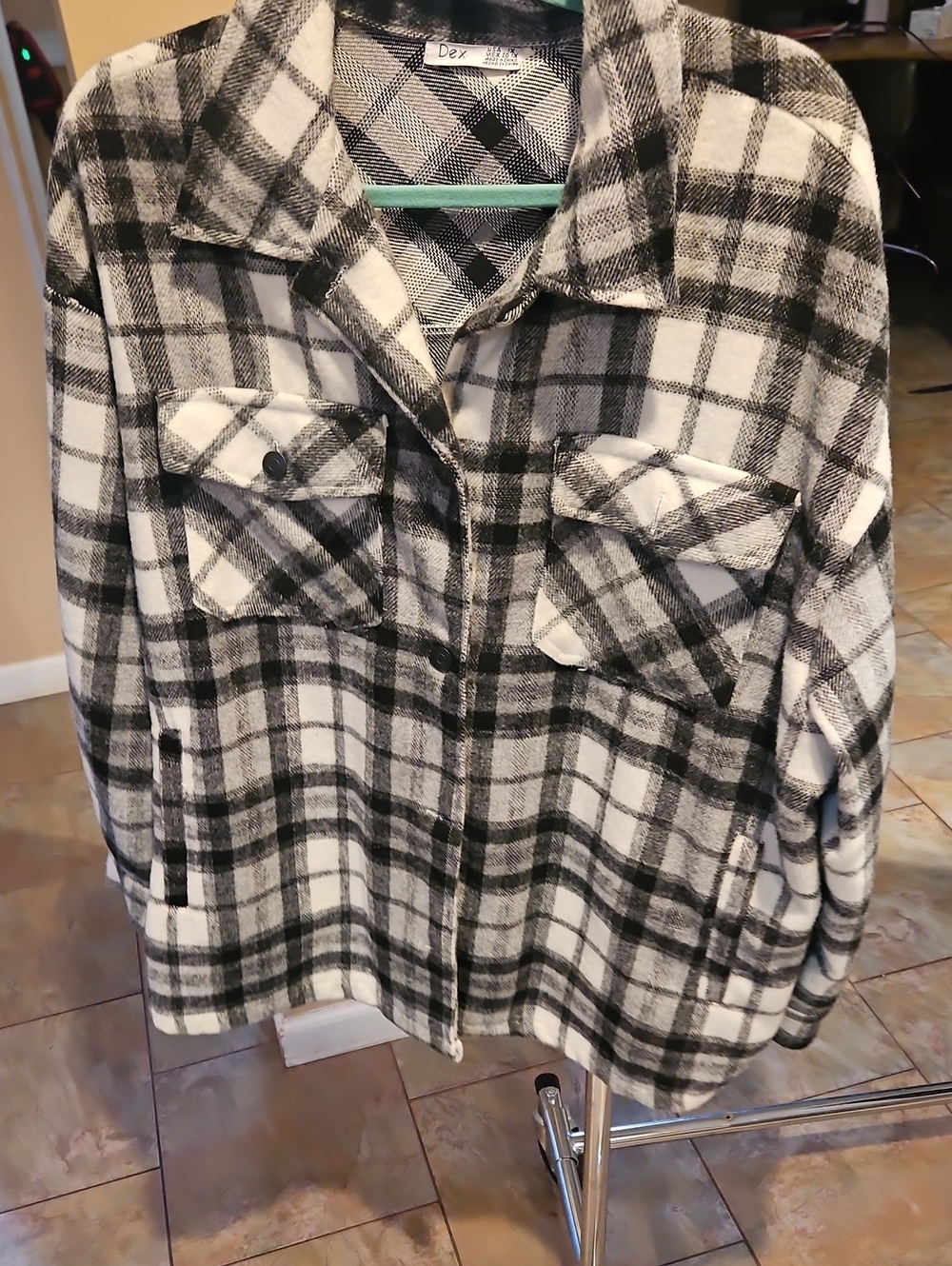 Dex Black & White Plaid Shacket Jacket